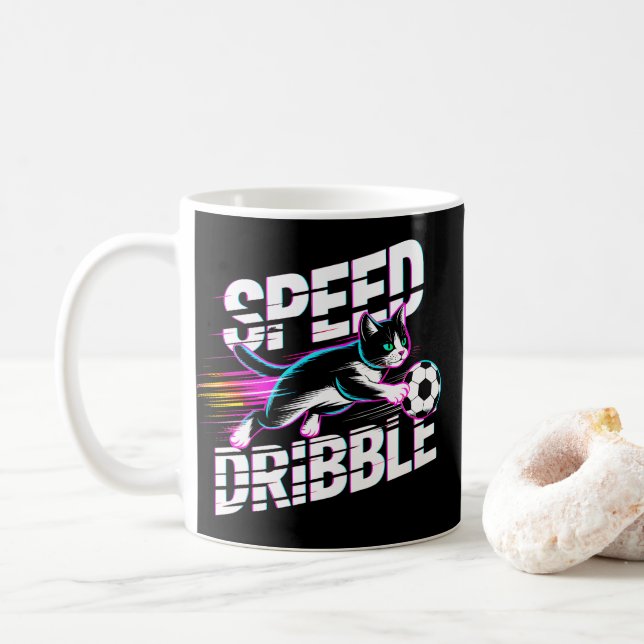 Dynamic Speed Dribble Cat Soccer Mug (With Donut)
