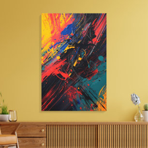 Dynamic Splatter – Modern Abstract Expressionist W Canvas Print