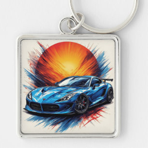 Dynamic Sports Car Keychain