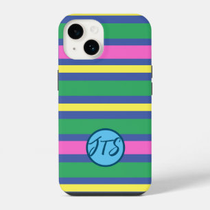 Dynamic Stripes w/Customized Monogram iPhone Case