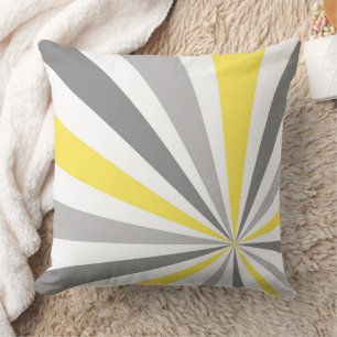 Dynamic Sunburst Radial Rays Seamless Pattern Throw Pillow