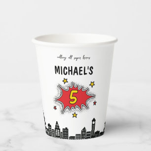 Dynamic Superhero 5th Birthday Paper Cups