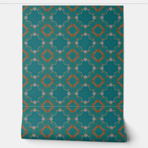 Dynamic Teal and Orange Symmetry Wallpaper