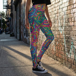 Dynamic Urban Waves Abstract Pattern Leggings