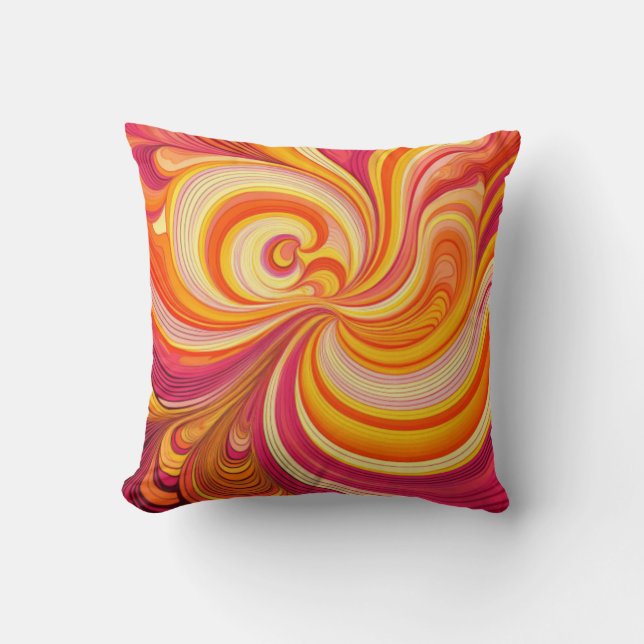 Dynamic "Vibrant Swirl" Abstract Art Throw Pillow (Front)
