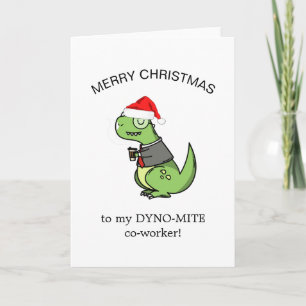 dynamite coworker dinosaur funny merry Christmas Card