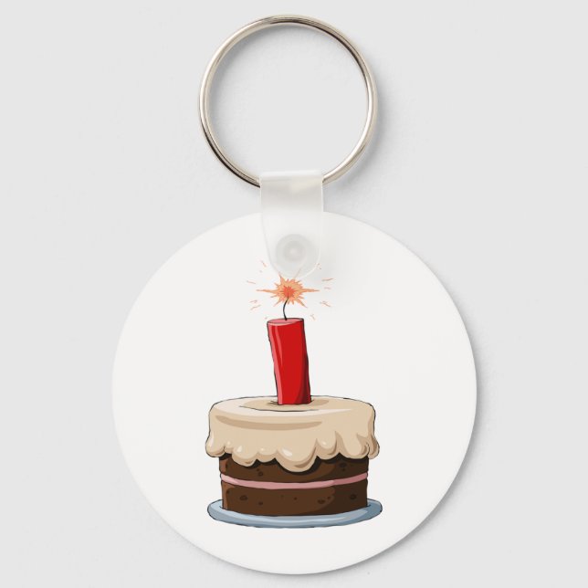 Dynamite In A Cake Keychain (Front)