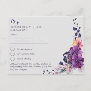 Dynastie RSVP MENU Gingembre pourpre Mariage flora