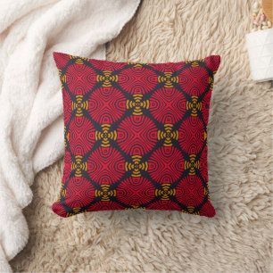 Dynasty Geometry: Red Traditional Chinese Pattern Throw Pillow