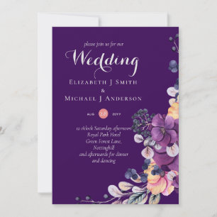 Dynasty Purple Ginger Floral Wedding Invites Envel