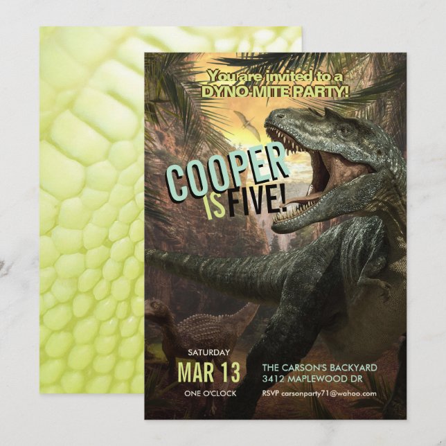 DynoMite T-Rex | Dinosaur Invitation Boys Birthday (Front/Back)
