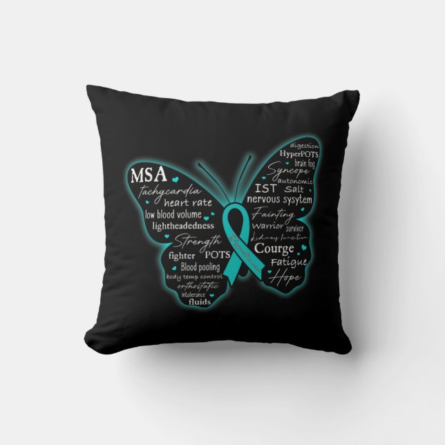 Dysautonomia Awareness POTS HyperPOTS NCS Month T- Throw Pillow (Front)