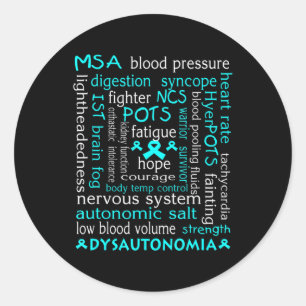 Dysautonomia Awareness T-shirt Teal Ribbon Gift18  Classic Round Sticker