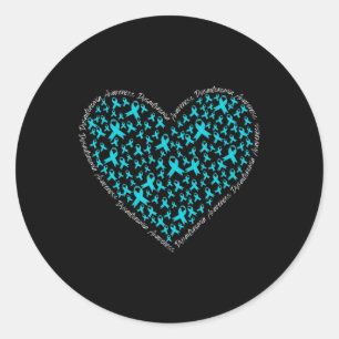 Dysautonomia Awareness, Teal Ribbon POTS Warrior T Classic Round Sticker