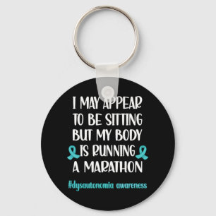 Dysautonomia POTS Turquoise Ribbon Autonomic Dysfu Keychain