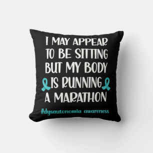Dysautonomia POTS Turquoise Ribbon Autonomic Dysfu Throw Pillow