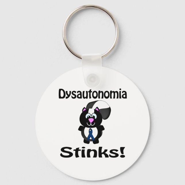 Dysautonomia Stinks Skunk Awareness Design Keychain (Front)