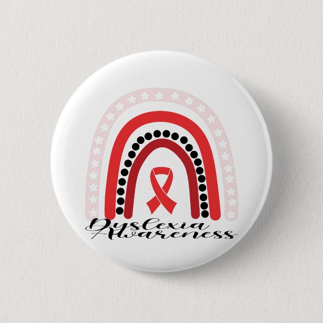 Dyslexia Awareness 2 Inch Round Button (Front)