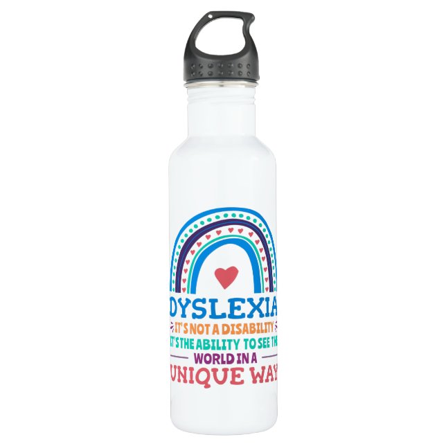 Dyslexia Awareness Dyslexic 710 Ml Water Bottle (Front)