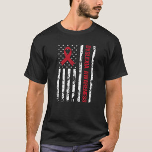 Dyslexia Awareness Flag American Distressed T-Shirt