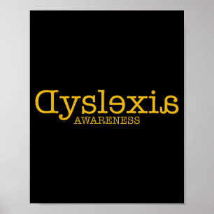 Dyslexia awareness month gold font poster
