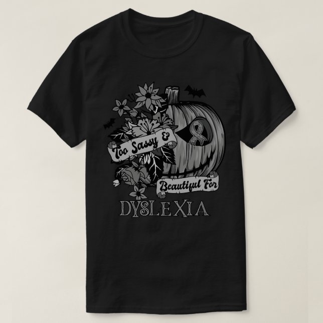 Dyslexia Awareness retro halloween scary pumpkin h T-Shirt (Design Front)