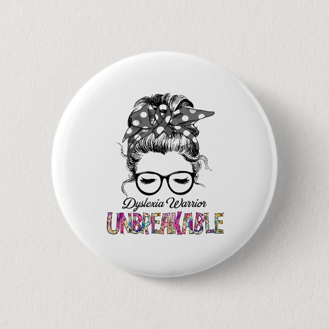 Dyslexia Awareness Ribbon Support Gifts 2 Inch Round Button (Front)