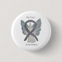 Dyslexia Silver Awareness Ribbon Angel Custom Pin