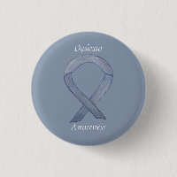 Dyslexia Silver Awareness Ribbon Custom Pin