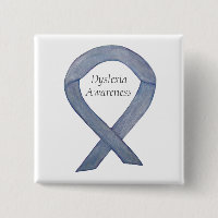Dyslexia Silver Awareness Ribbon Custom Pin