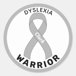 Dyslexia Warrior Ribbon White Round Sticker
