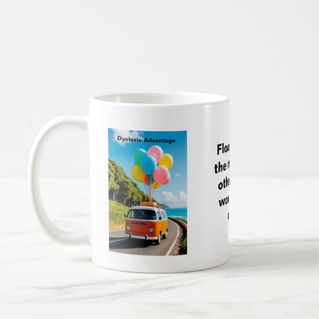 Dyslexic Advantage - Campervan with Balloons Coffee Mug (Left)