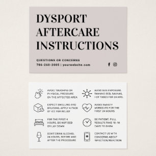 Dysport Injection Aftercare Instruction Card