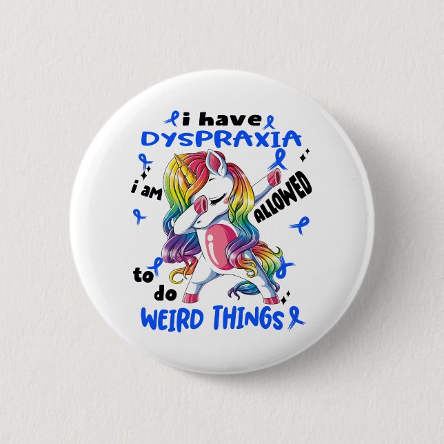 Dyspraxia Awareness Ribbon Support Gifts 2 Inch Round Button (Front)