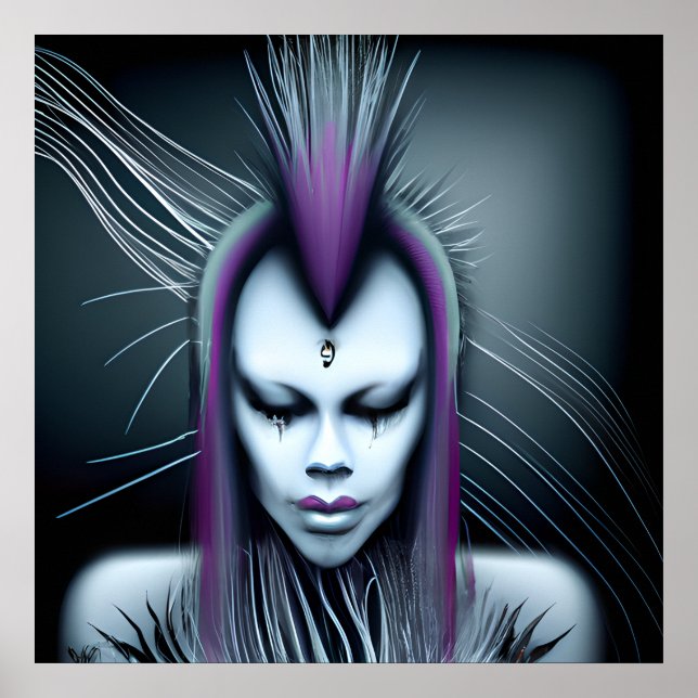 Dystopian Alien Human Hybrid Etheral Ai Art Poster (Front)