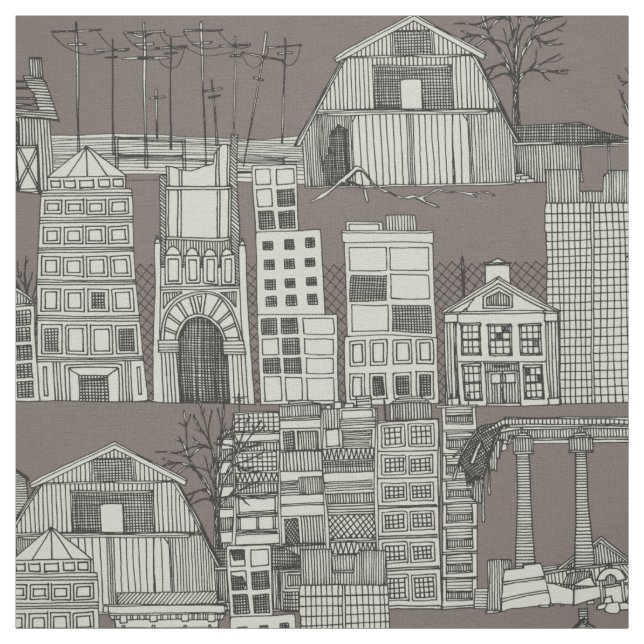 dystopian toile drab fabric (Swatch)
