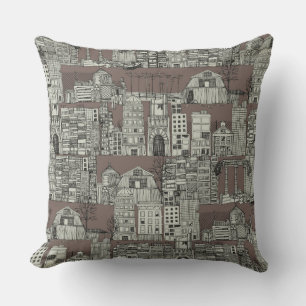 dystopian toile drab throw pillow