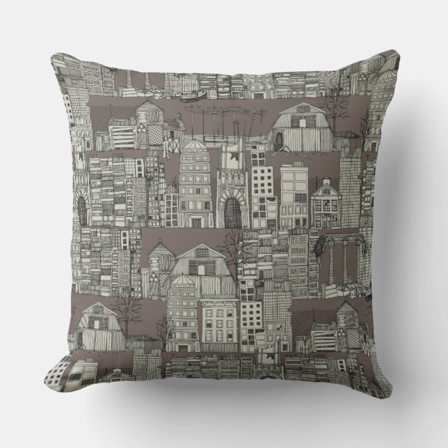 dystopian toile drab throw pillow (Front)