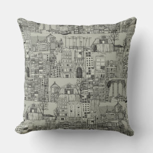 dystopian toile mono throw pillow