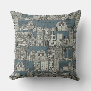 dystopian toile slate throw pillow