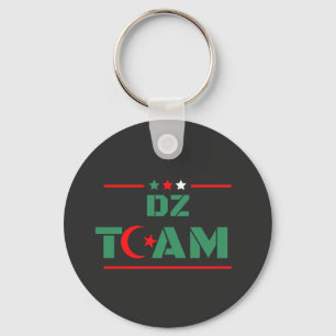 DZ TEAM With Algerian Flag Red Crescent & Star DZ  Keychain