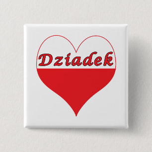 Dziadek Polish Heart 2 Inch Square Button