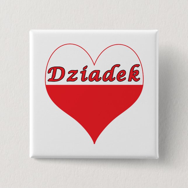 Dziadek Polish Heart 2 Inch Square Button (Front)