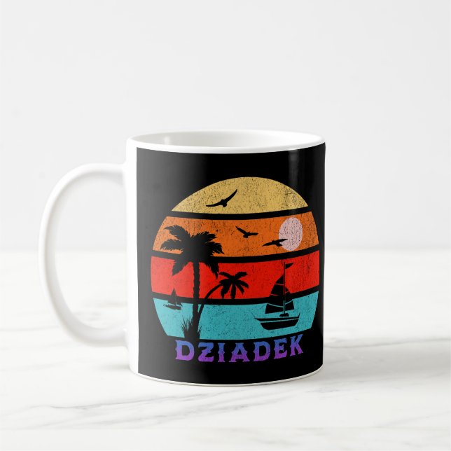 Dziadek Retro Sunset Ocean Grandfather Coffee Mug (Left)