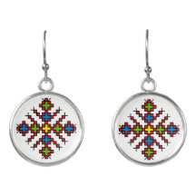 E0111 Earrings Bulgarian motif shevitsa red