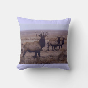E19 Bull Elk Double Drop Tines Throw Pillow