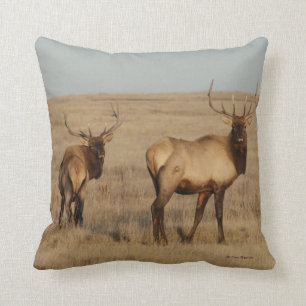 E1 Bull Elk Throw Pillow