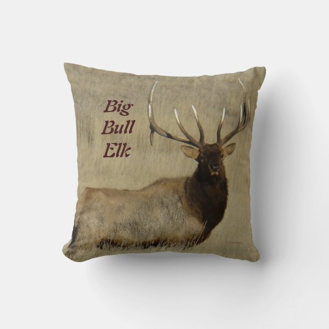 E30 Bull Elk Big Bull Throw Pillow (Front)