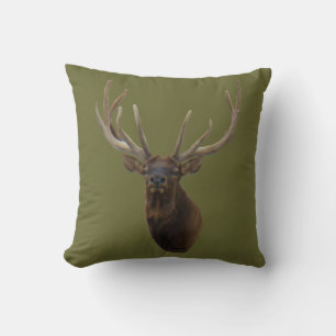 E48 Bull Elk Head in Velvet Throw Pillow