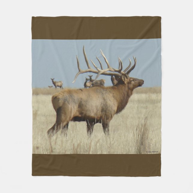 E4 Bull Elk Herd Master Fleece Blanket (Front)